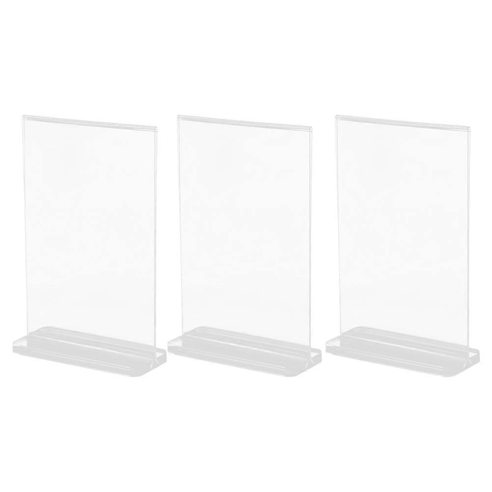 Clear Acrylic Double Sided Display Stand Set of 3 – Versatile Table Sign Holder for Menus, Advertisements, and Information in Restaurants, Bars,