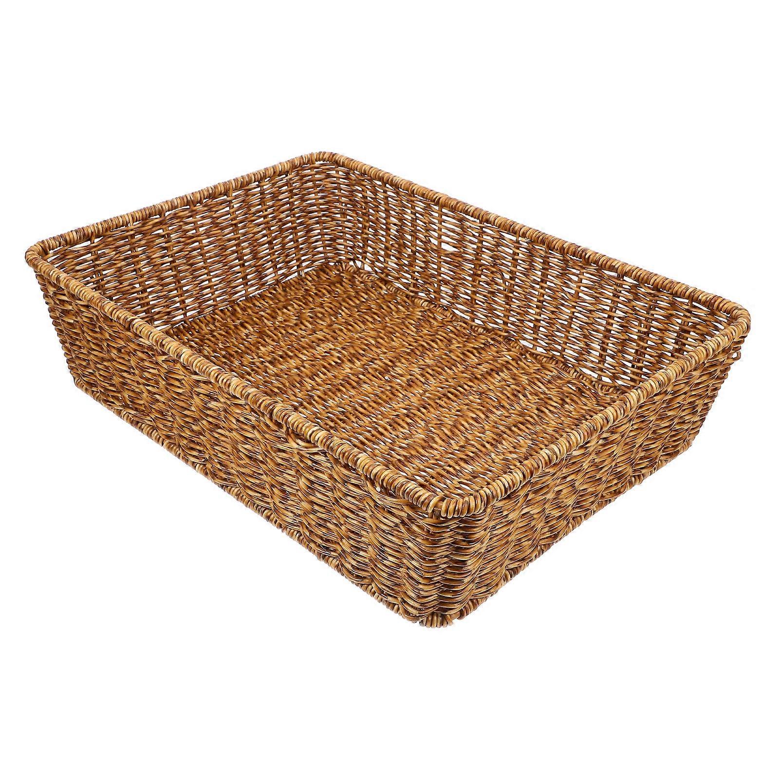Woven Storage Box Kitchen Organizer For Books 39.00X27.00X9.50CM Coffee Color 1Set