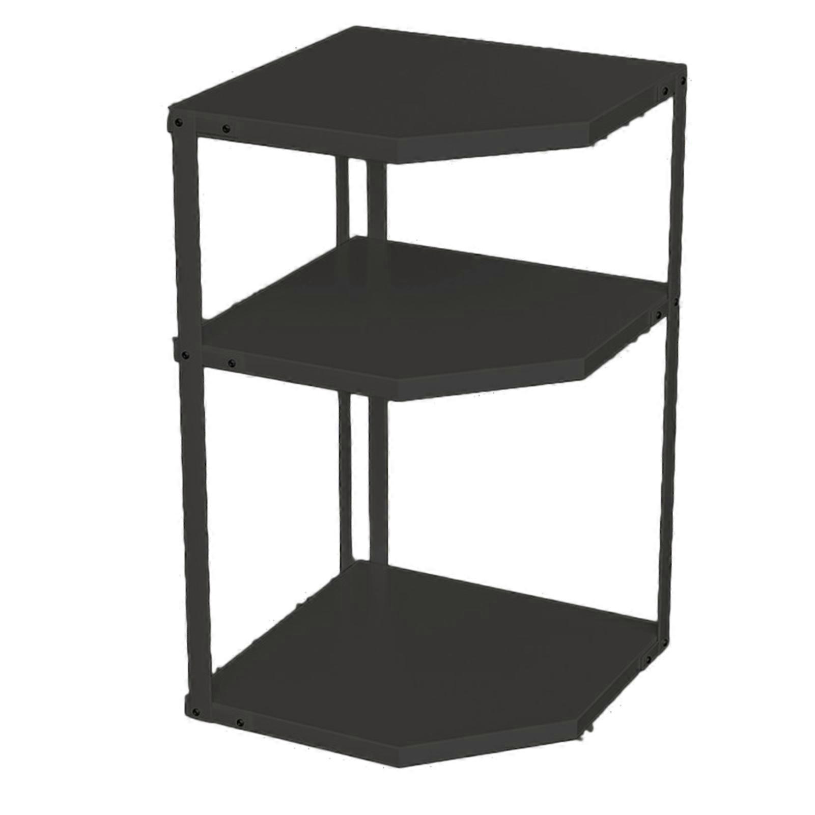 Fan-shaped kitchen corner shelf, space-saving, stable, carbon steel, pot and pan holder, 3 layers, black, 27 x 27 x 45.5 cm