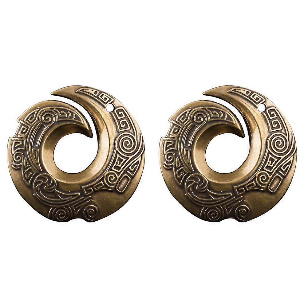 Keychain Pendant Charm Vintage Style Coffee Color Brass Key Ring For Craft Enthusiasts 2Pcs