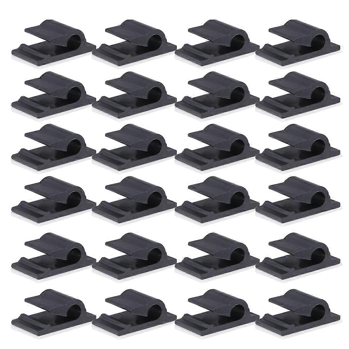 Fix Wire Clips Rectangular Nylon Glue Cable Organization Wall Mounting Home Use Black 2.1x1.3cm 50Pcs