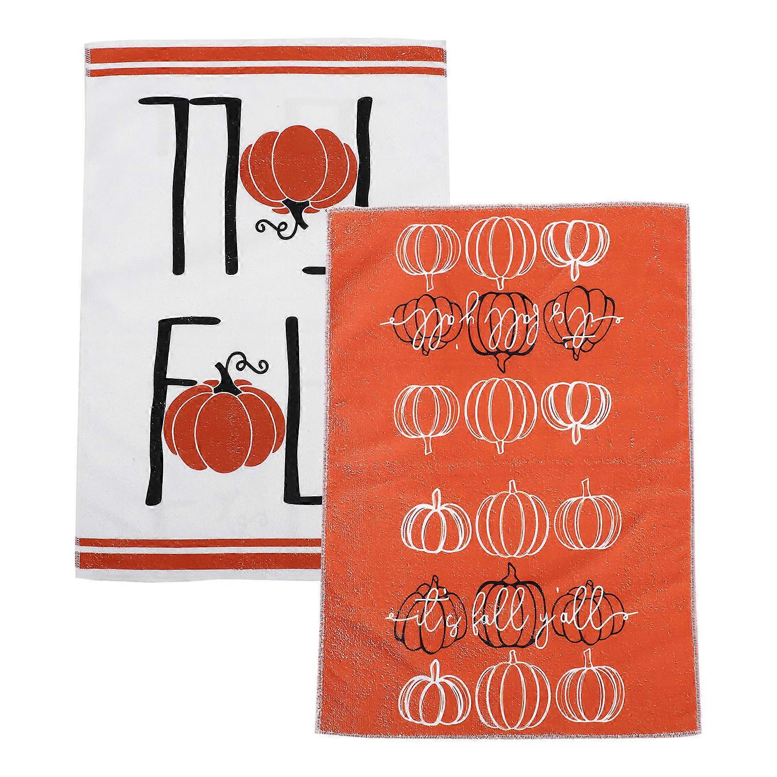 Autumn Pumpkin Microfiber Cleaning Towels Set Absorbent Dish Cloths for Kitchen Drying & Cleaning, Fall Decorative Hand Towels 2pcs