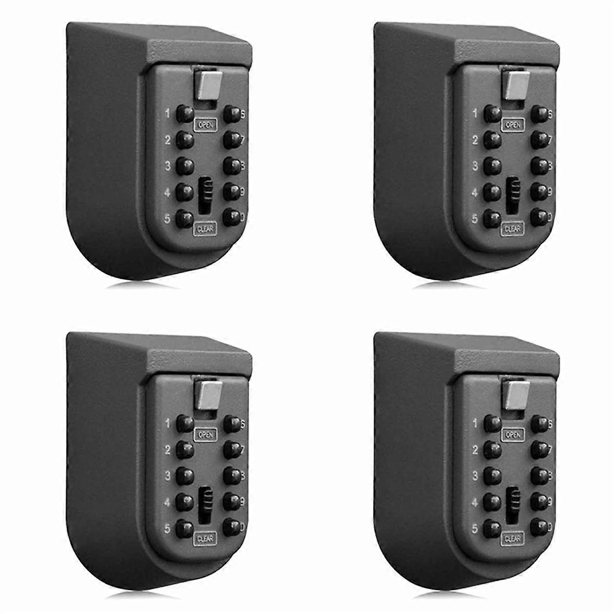 4X Key Lock Box for Outside Wall Mount, Key Storage Box, 10-Digits Combination Lockbox Button Key Bo