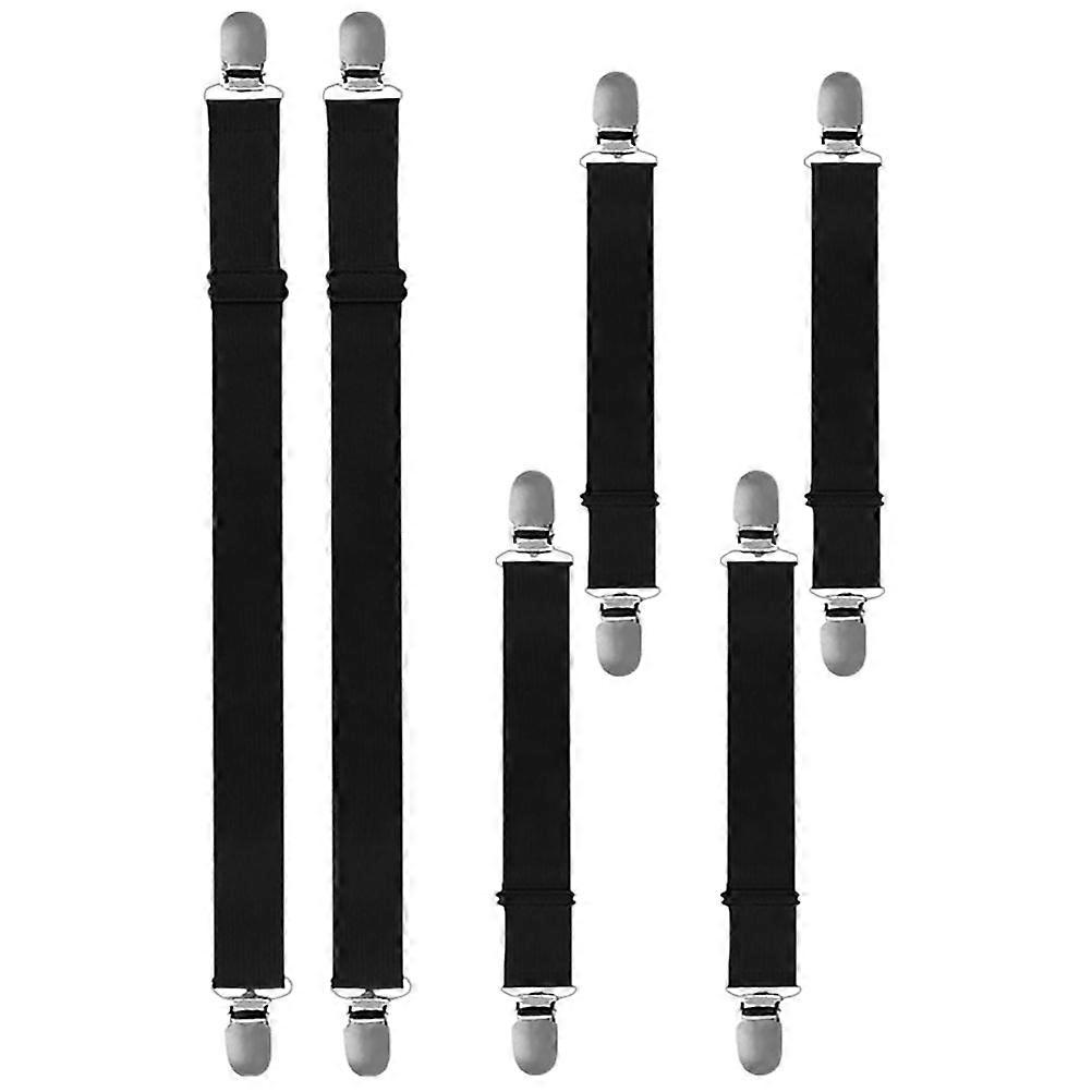 Sheet Fasteners Adjustable Tablecloth Clips Compact Strap Design For Home Use Black Nylon 6Pcs
