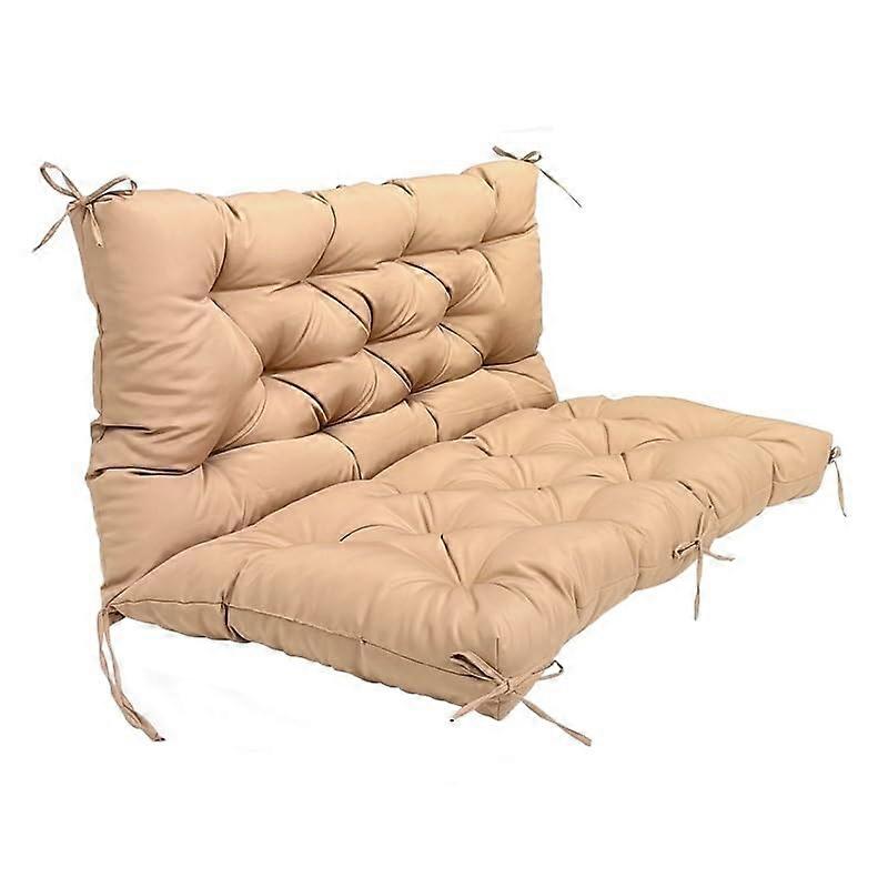 Waterproof Outdoor Swing Bench Cushion with Backrest and Straps, Light Brown 47'x40'