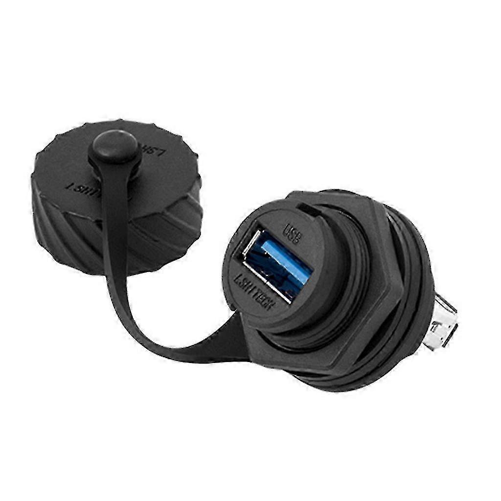 Waterproof IP67 USB Female Socket Plug Panel Mount Adapter with Cap