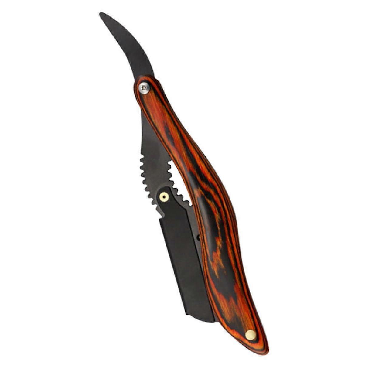 Vintage Foldable Beard Trimmer with Wooden Handle, Manual Razor for Precise Beard Care, High Quality Grooming Tool for Men