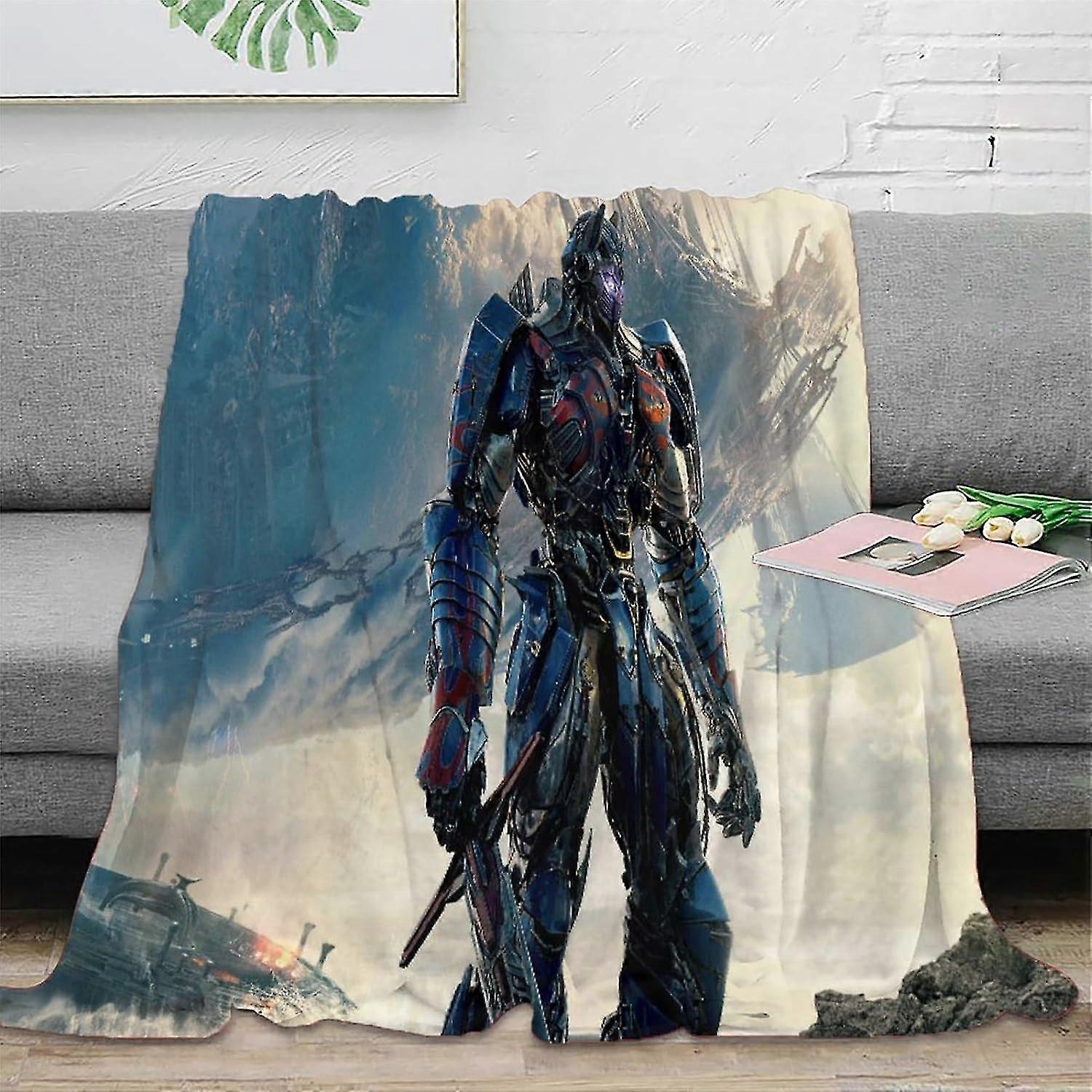 Flannel Throw Blanket with 3D Transformers Print - Lightweight, Soft, Warm Plush Blanket