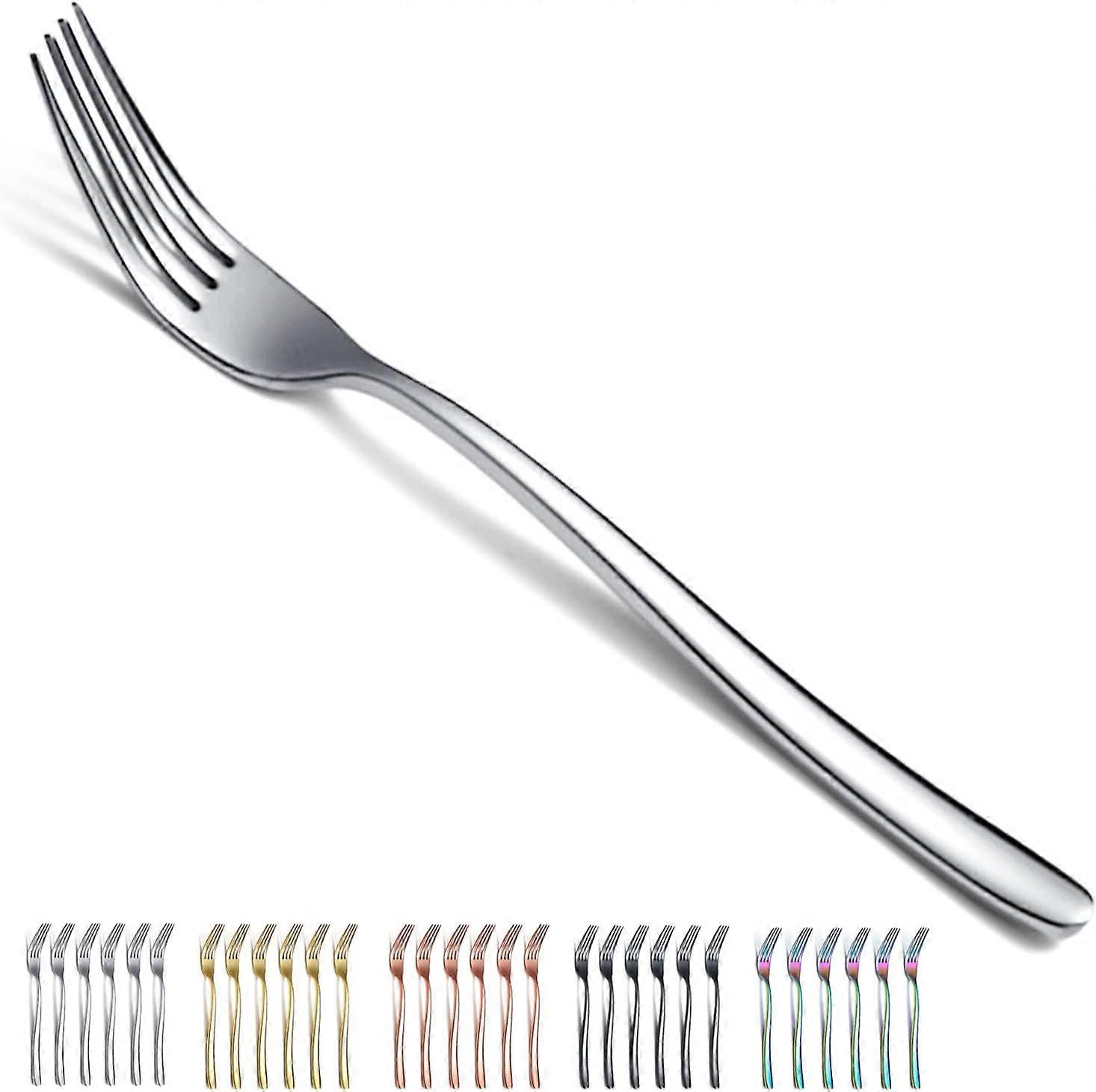 Table fork set of two, steel 22 cm table fork cutlery fork set (silver)
