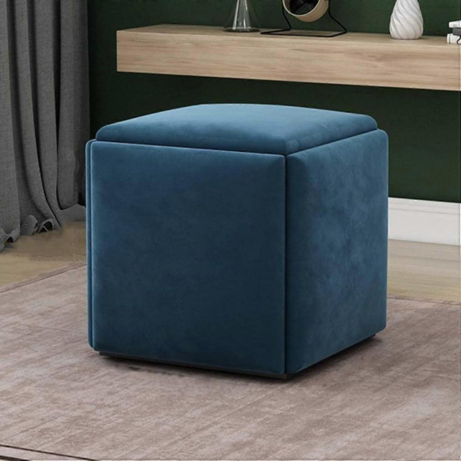 Stackable Square Sofa Stool Ottoman, Upholstered Footrest, 5-In-1 Nesting Ottoman, Convertible For Living Room Bedroom