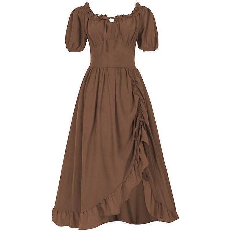 Women's Renaissance Medieval Irregular Ruffle Dress