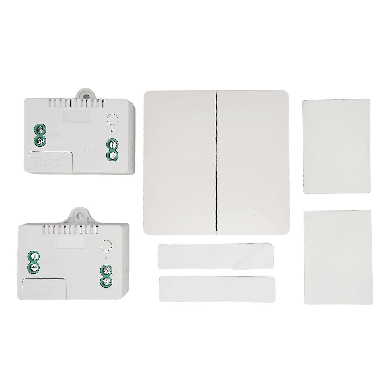 2 Gang Wireless Light Switch Remote Control Self Powered Wall Switch with Receiver for Home Office