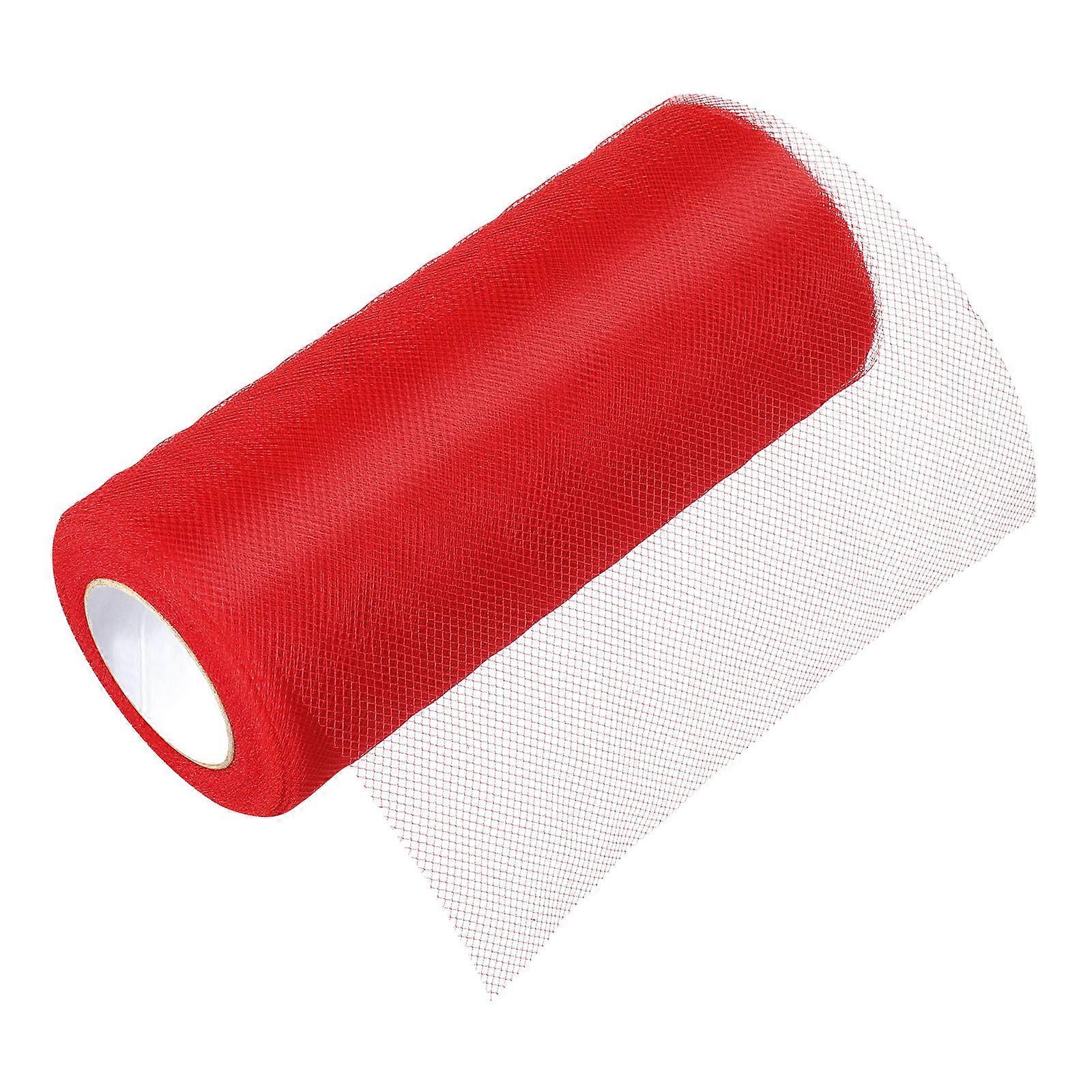 Red Polyester Tulle Spools for Wedding Decoration Easy to Cut and 6 Inch Wide 25 Yards
