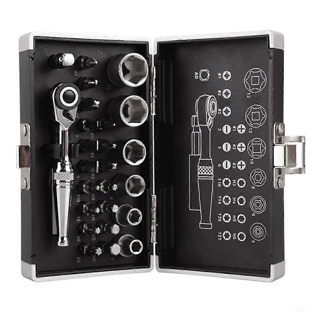 Ratchet Wrench Set 72 Tooth 10.2cm with 26pcs Sockets for Automotive and Home Repair