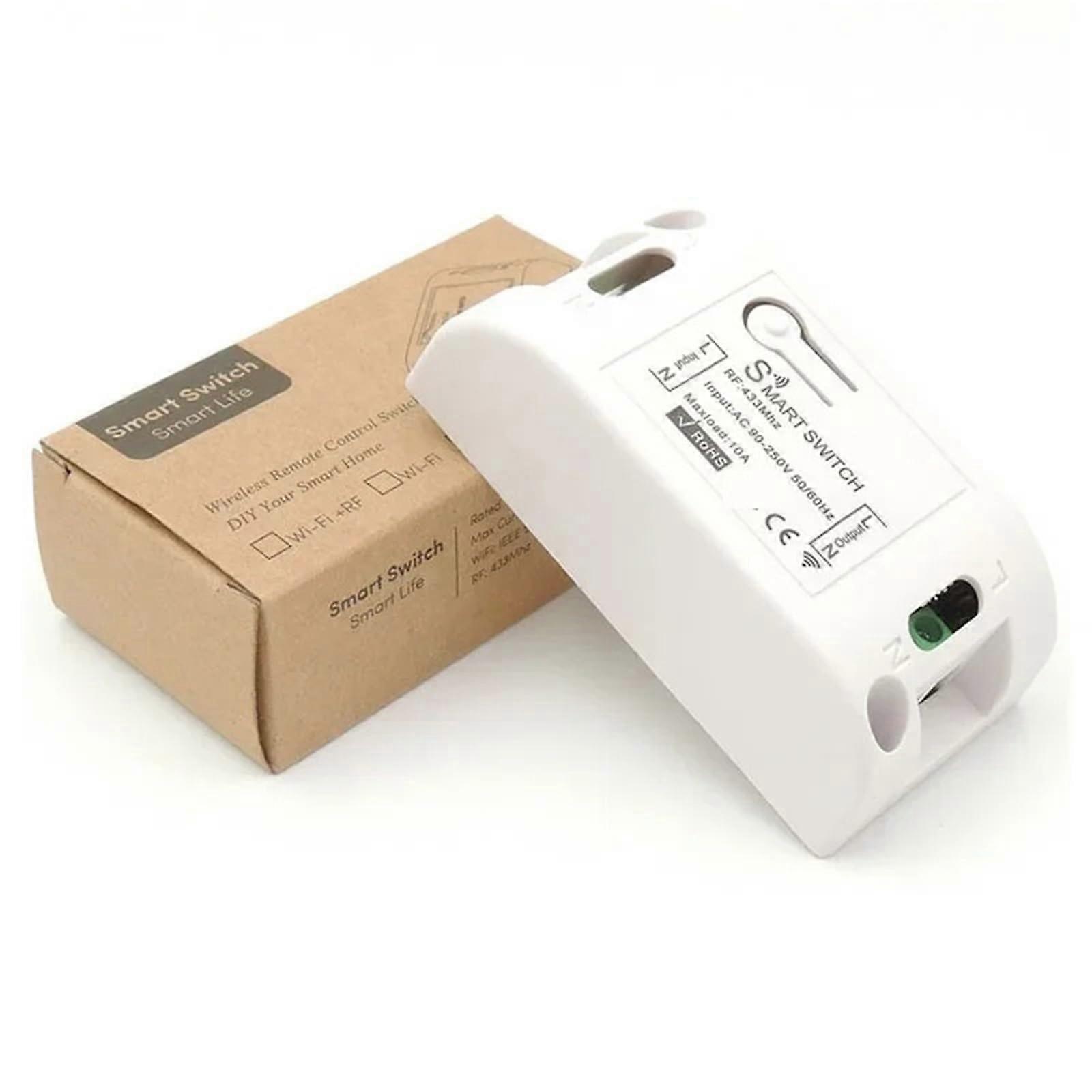 433MHz Wireless Wall Switch RF 86 Wall Panel Transmitter Safety Switch and AC 110V 220V Relay Interrupter for Light Lamp (1 Receiver)