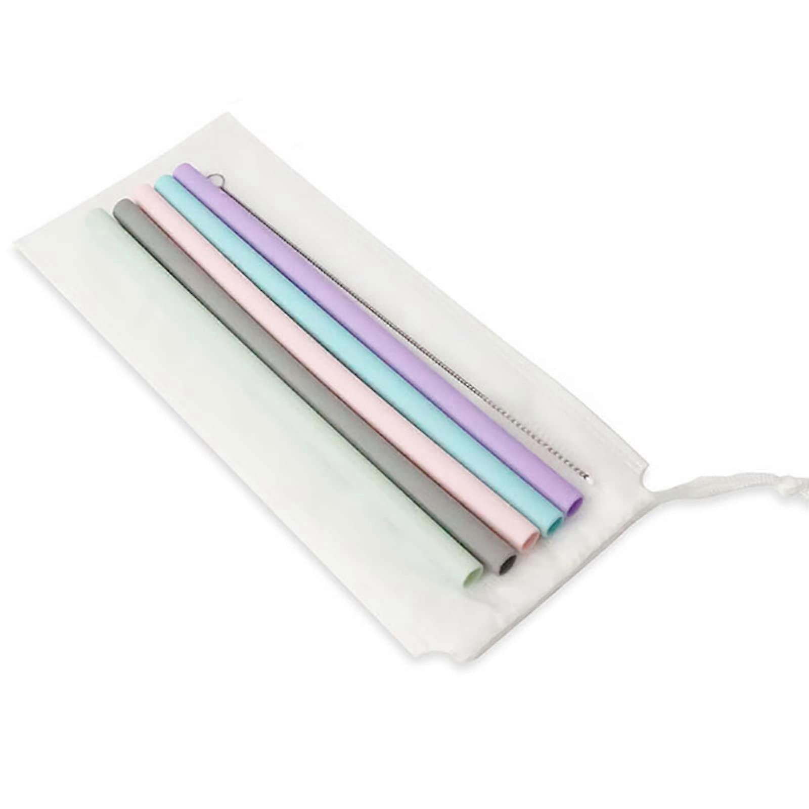 5 drinking straws with cleaning brush for kids, easy to use, large straight tube
