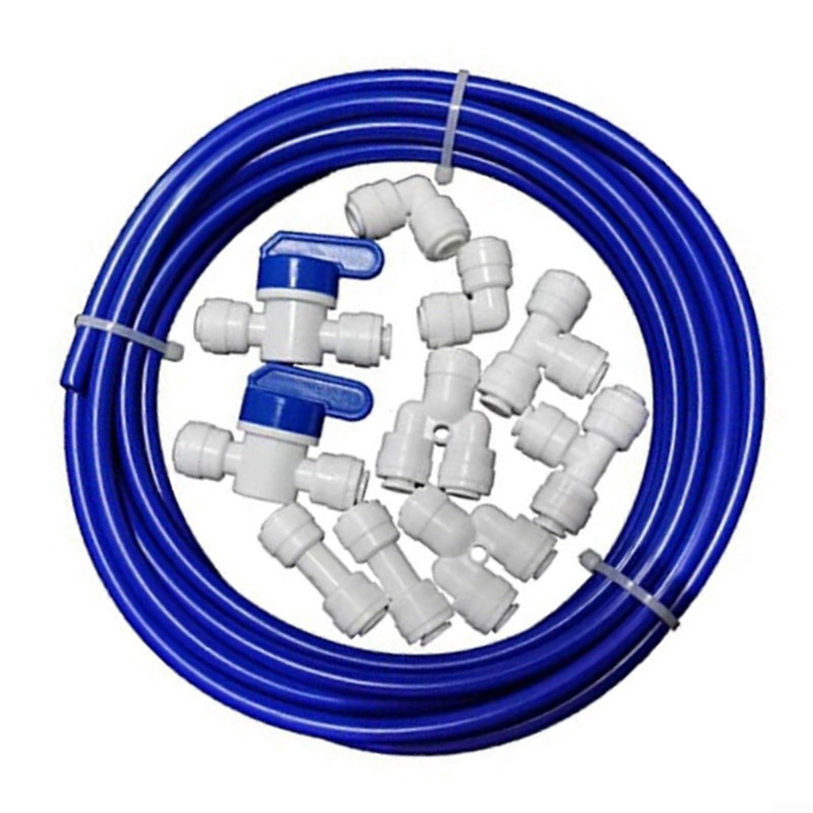 14 RO Water Hose 300 Feet PE Material with 10 Quick Connect Fittings for Water Purifier, Includes Joints and Valves