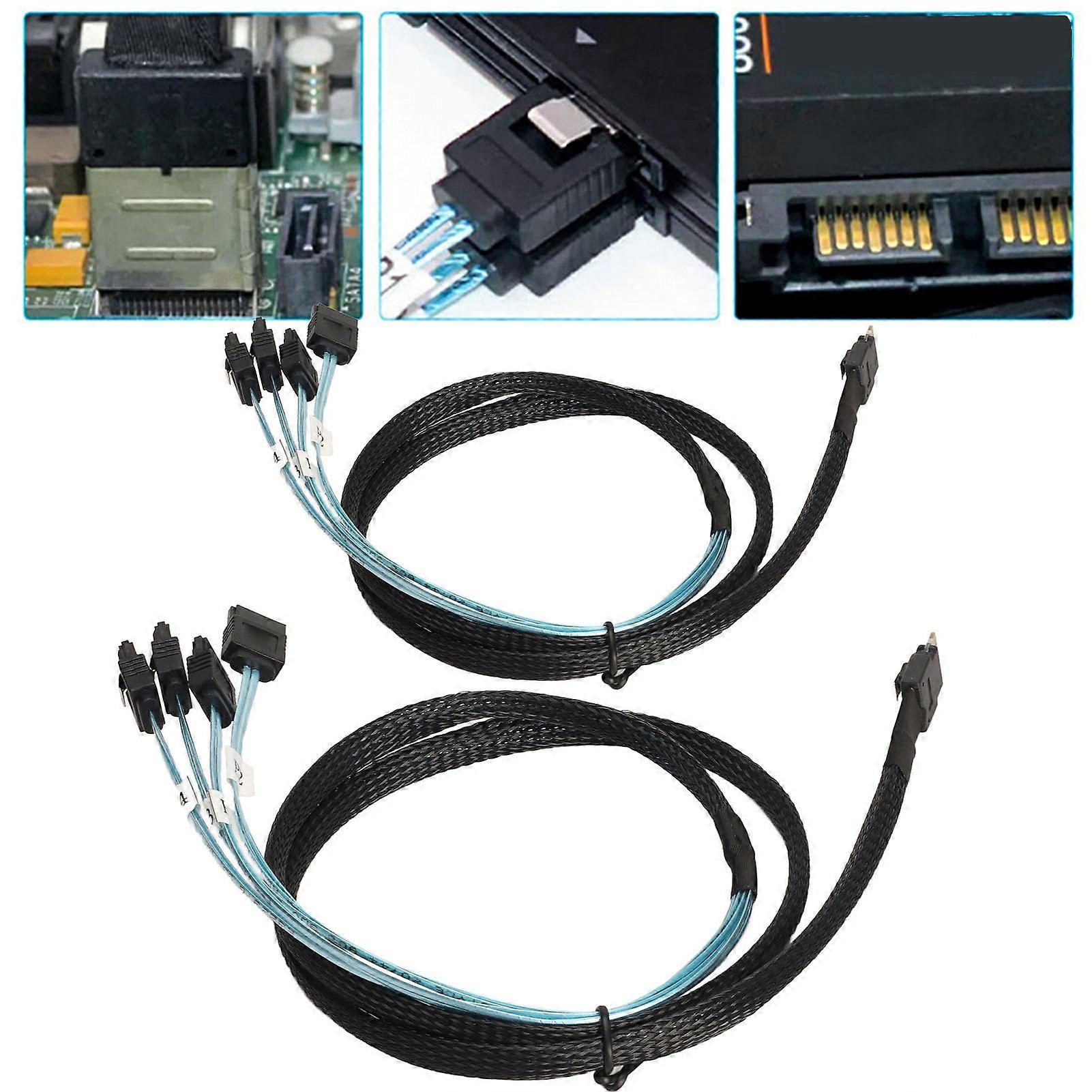 SAS Cable SFF‑8654‑4 SATA 7 Pin Array Disk Faster Transmission Mini PVC Computer Accessories 1meter / 3.3ft 