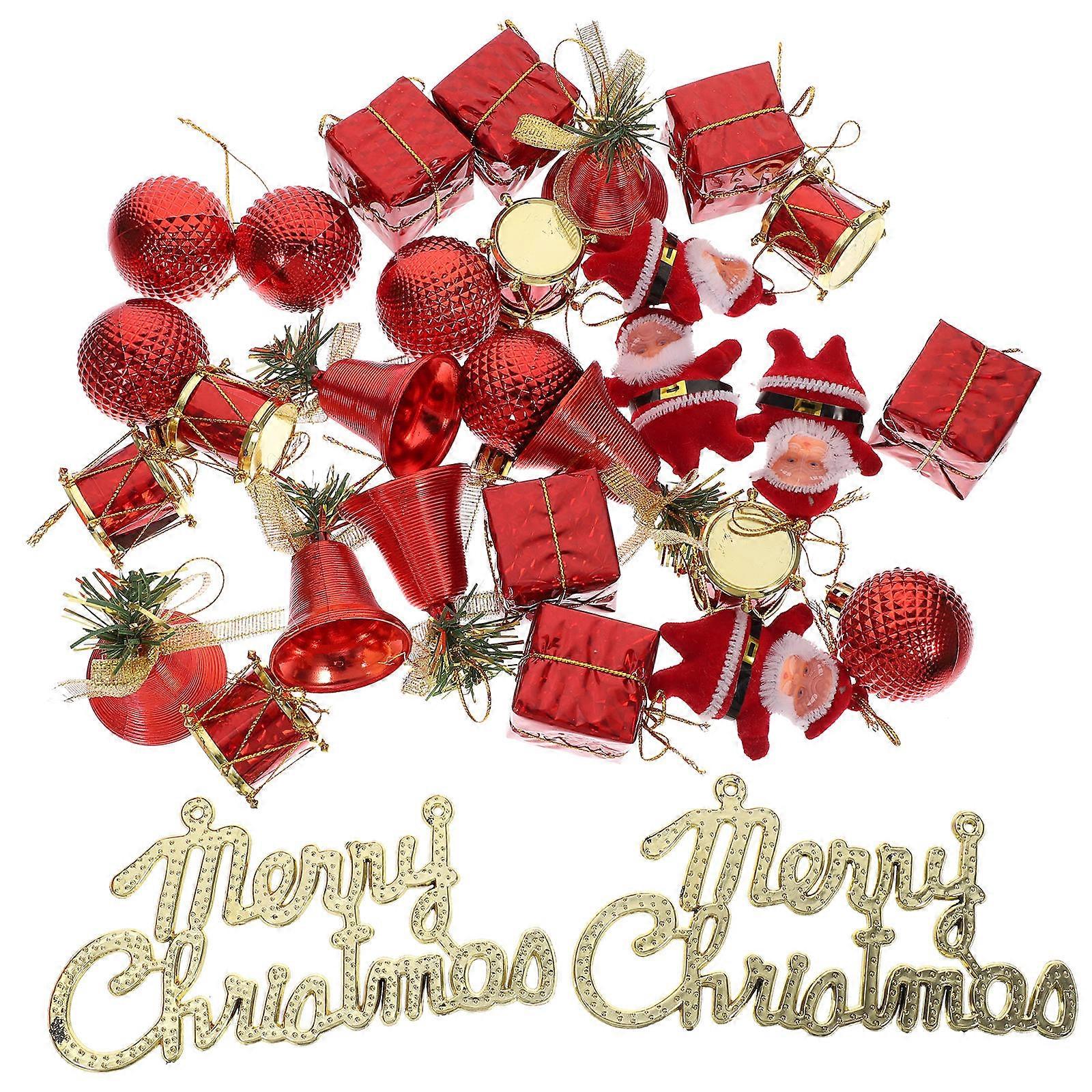 Mini Present Boxes Christmas Ball Ornaments Party Decorations Red Plastic 30Pcs