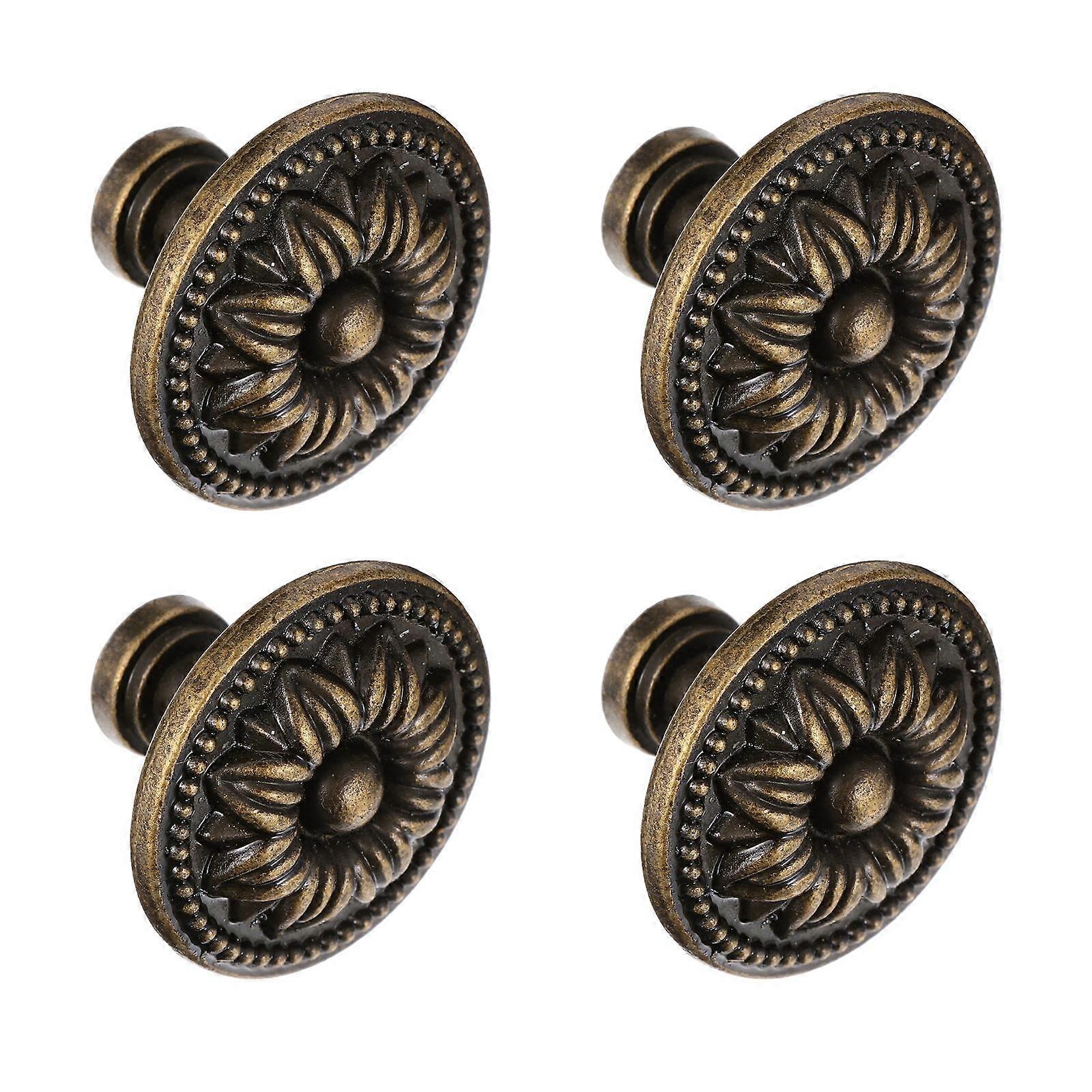 Retro Bronze Cabinet Knobs Rust-Resistant Finish For Bathroom Kitchen 4Pcs