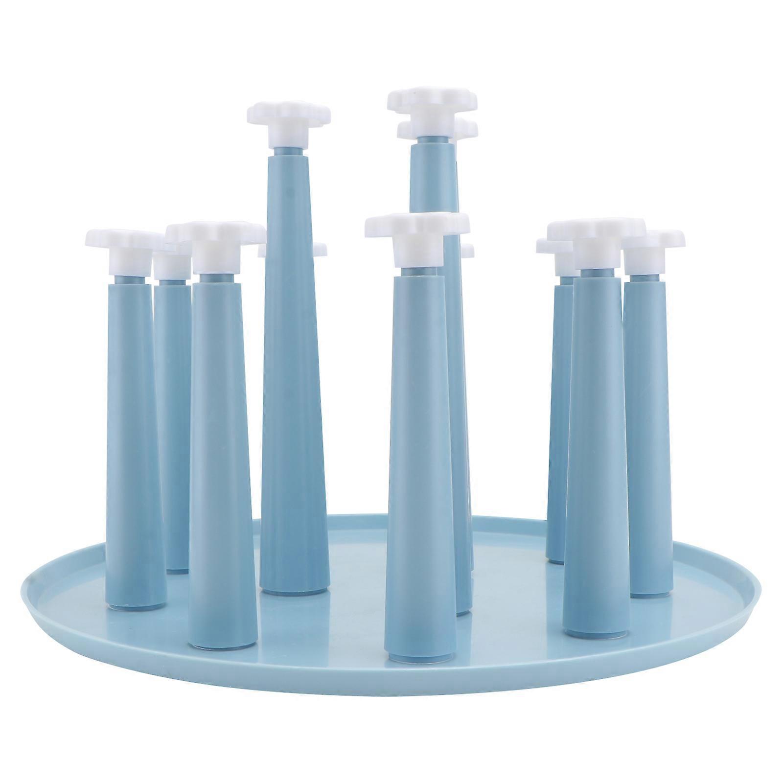 Blue Plastic Cup Draining Shelf for Home Use Style Kitchen Helper 1pc