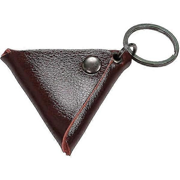Guitar Pick Holder Triangle Shaped Leather Pick Storage Case