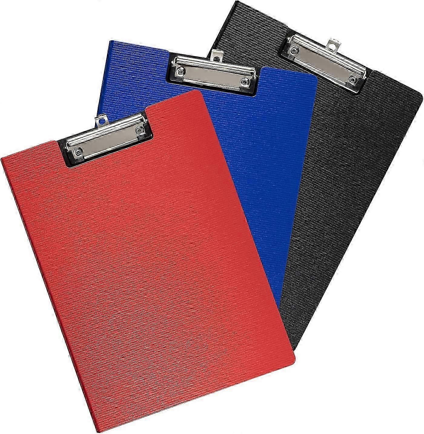 Practical 3-pack A4 clipboards with protective covers for school or office
