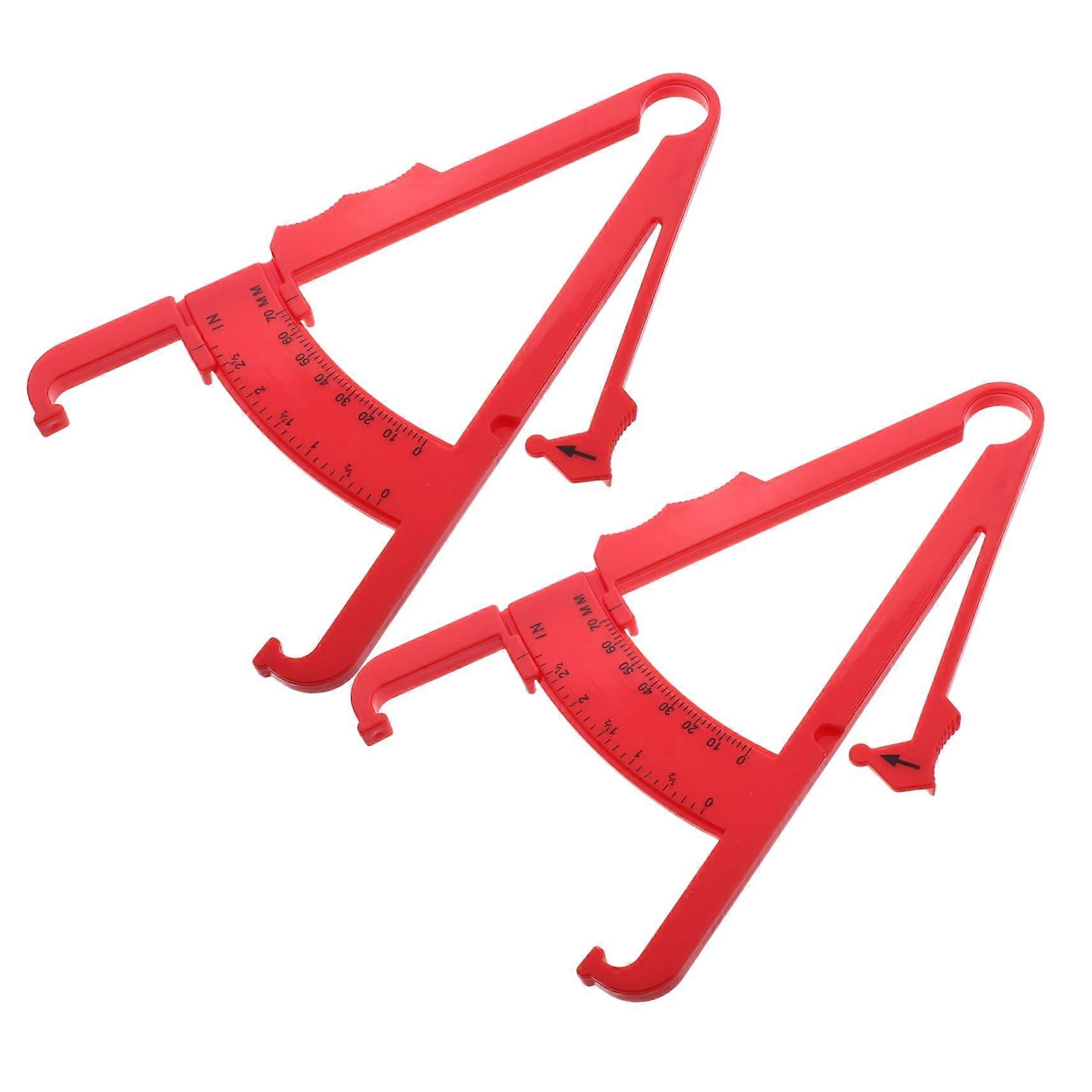 2 Pieces Body Fat Caliper Skin Fold Caliper BMI Measuring Device Body Fat Meter BMI Calculator Precision Body Measurement Weight Tool Red Plastic