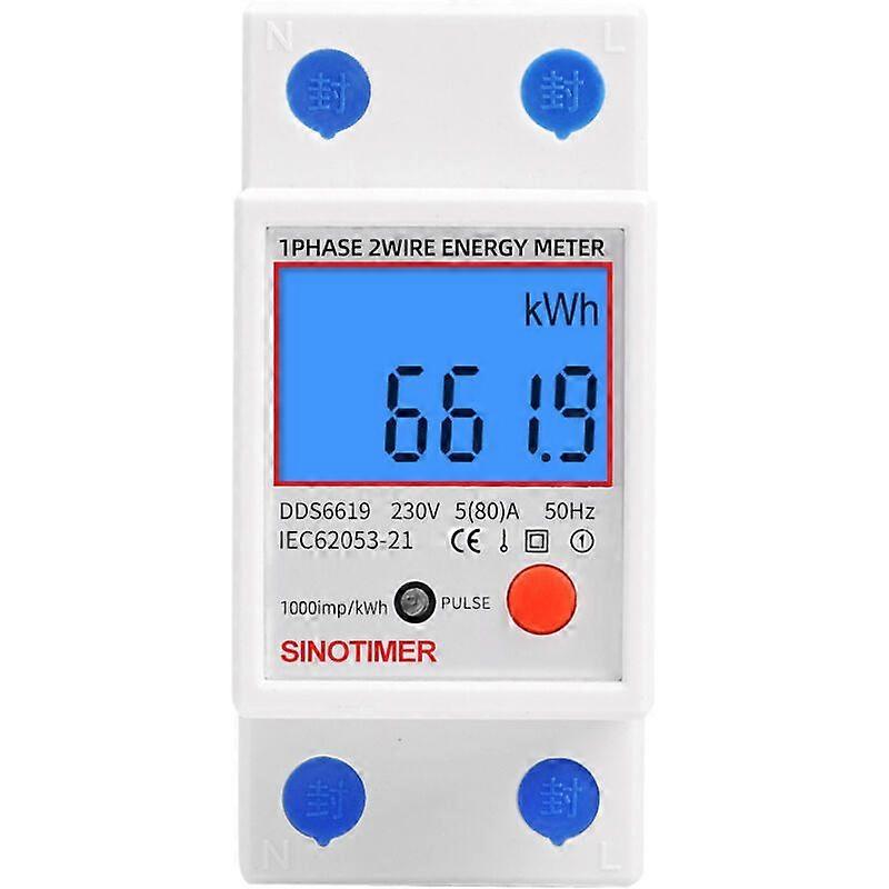 Single-phase electric sub-meter, MID certified, 45A max modular, Single tariff, LCD display.