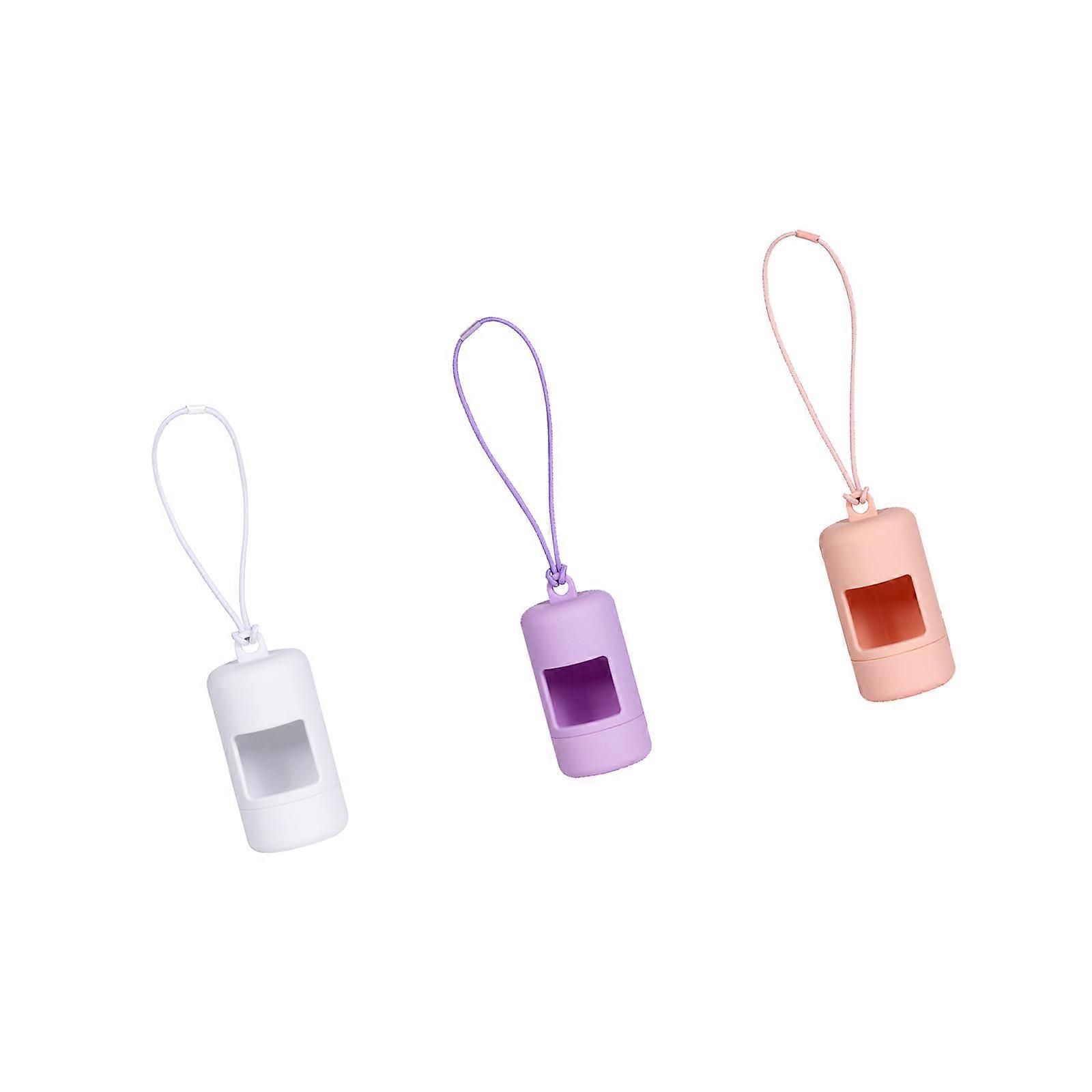 Multiuse Dog Waste Dispenser Elastic Rope Rotating Dog Poop Bag Holder with Hangable Design for Walking Set of 3  White purple powder