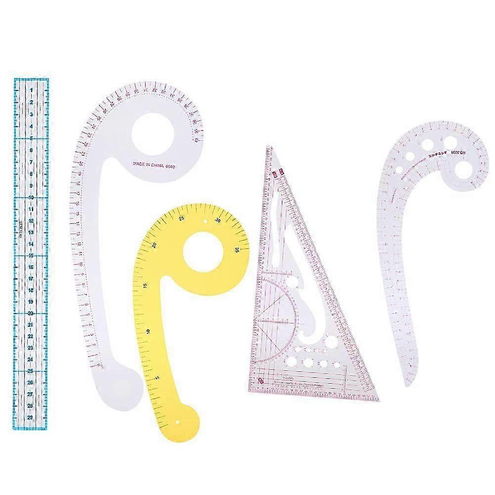 5Pcs Curve Ruler Multi‑Function Plastic Vary Form Sewing Grading Proofing Clothing Designs Tool