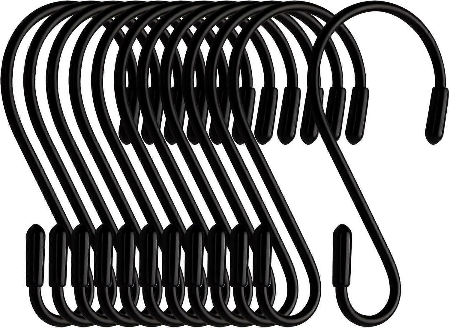 Hooks 12 Pack, Black, 8 Cm, S-Shaped, Max. Load: 5 Kg