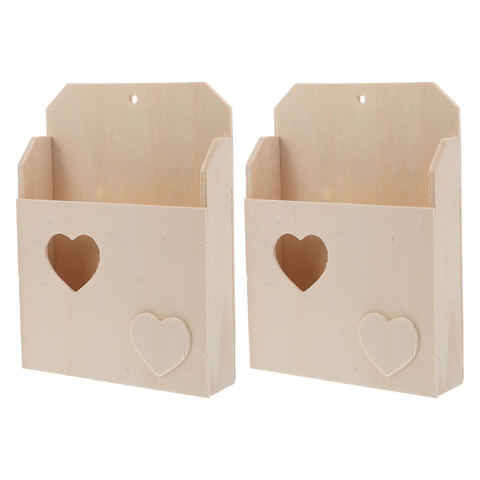 Hanging Mailboxes for Outside Love Envelope Box Unfinished Wooden Mailbox Wood Envelope Wall File Holder Pencil Cup Pot Classroom Setting 2Pcs