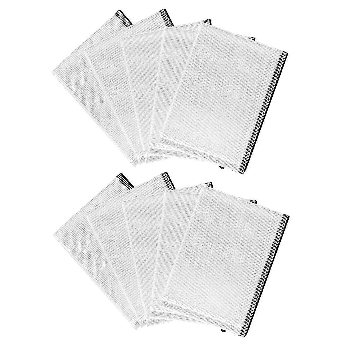 File Folder With Zipper Plastic Document Folder Mesh Design Rectangular 32.5x23.5cm Waterproof 10Pcs