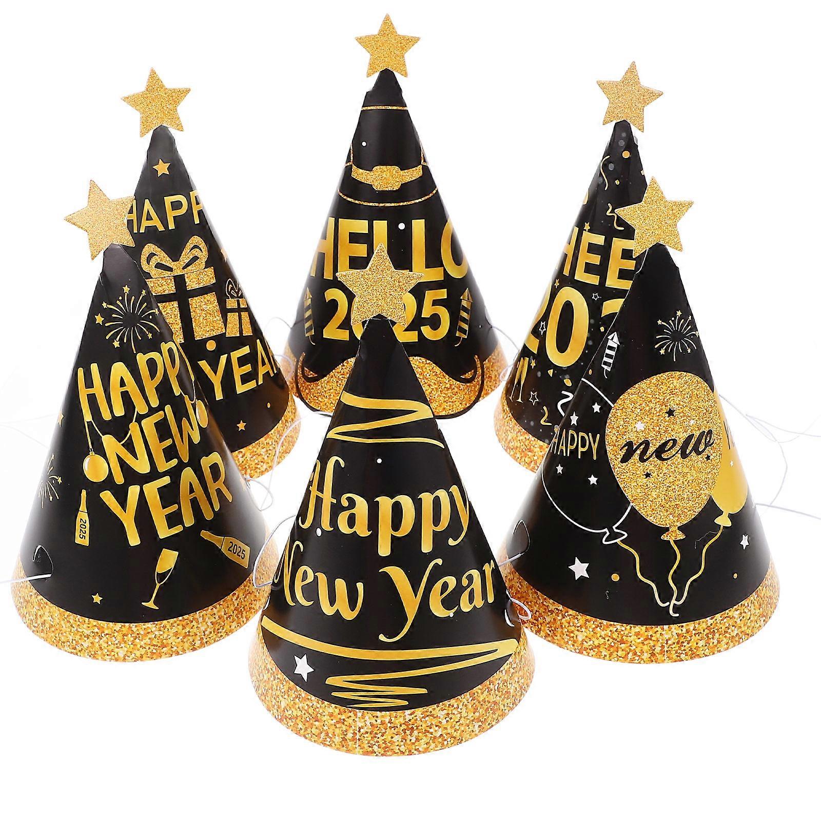 6pcs Party Hats for Adults, Fun Cone Hats for Year's Eve Celebrations, Easy to Assemble, Festive Photo Props and Decorations