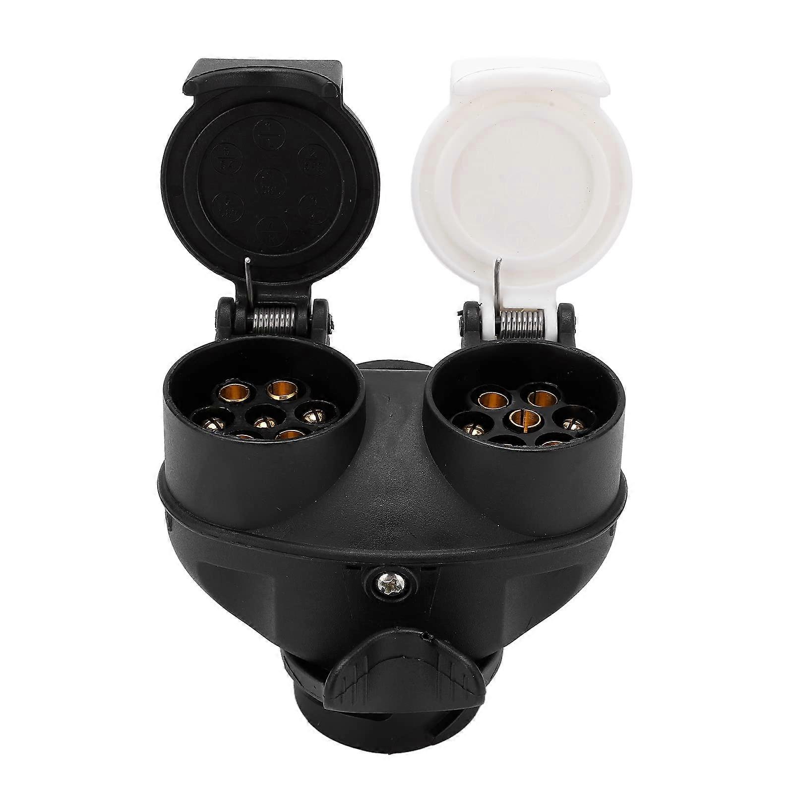 13 Pin to 7 Pin Trailer Adapter Plug Socket Converter, Easy Plug and Play, Brass Terminals, 12V Compatible for RVs and Trailers