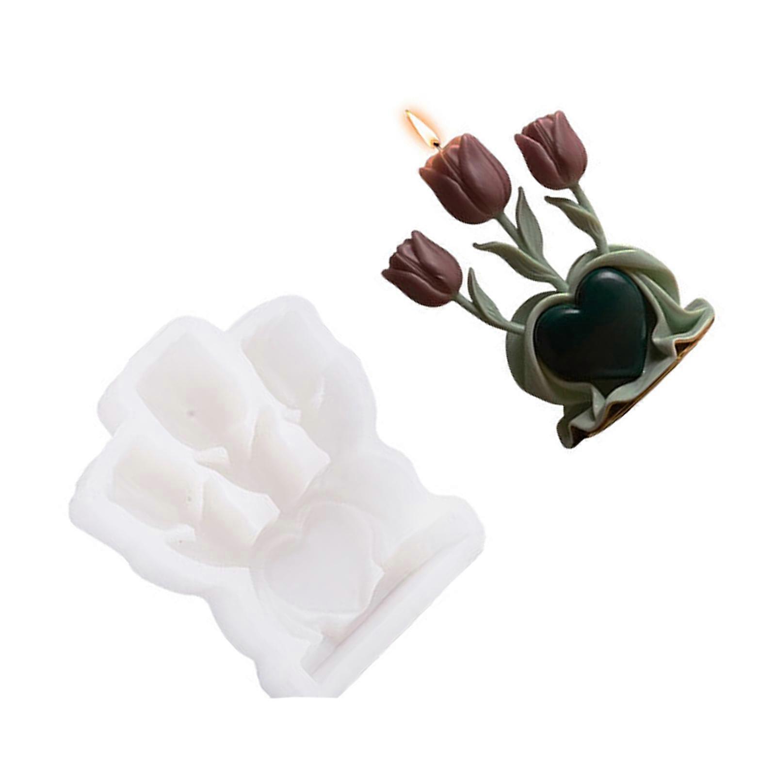 الزهور المعطرة شمعة قوالب المسبوكات قوالب القلب الزنبق قوالب سيليكون راتنجات الايبوكسي الزخرفة اللصقات قوالب متعددة الألوان