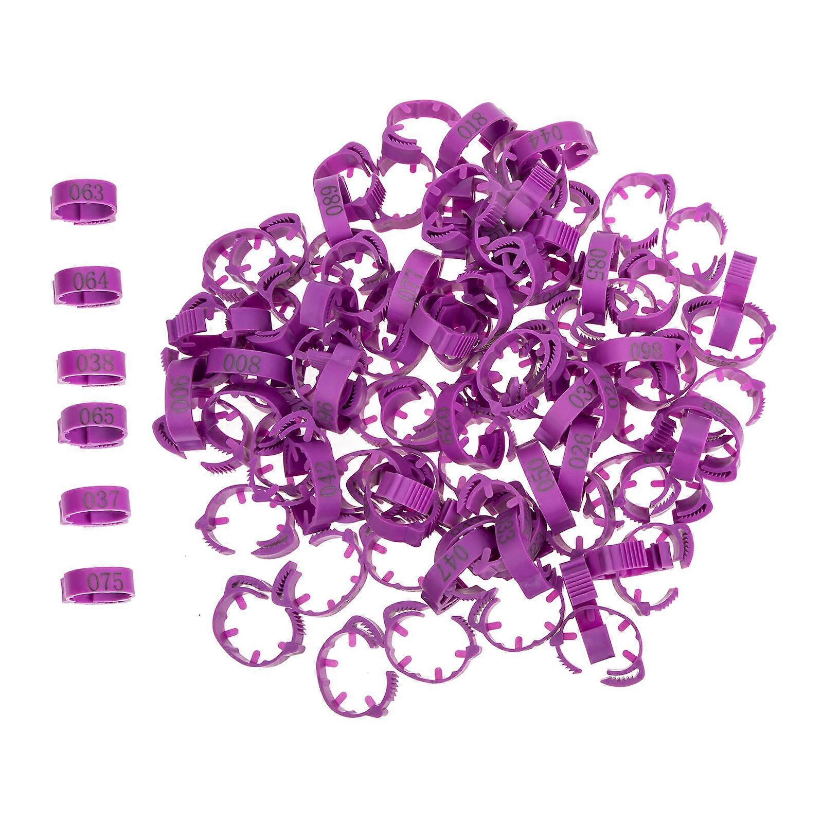 Purple Plastic Poultry Leg Bands for Marking Easy to Use and Remove 100Pcs