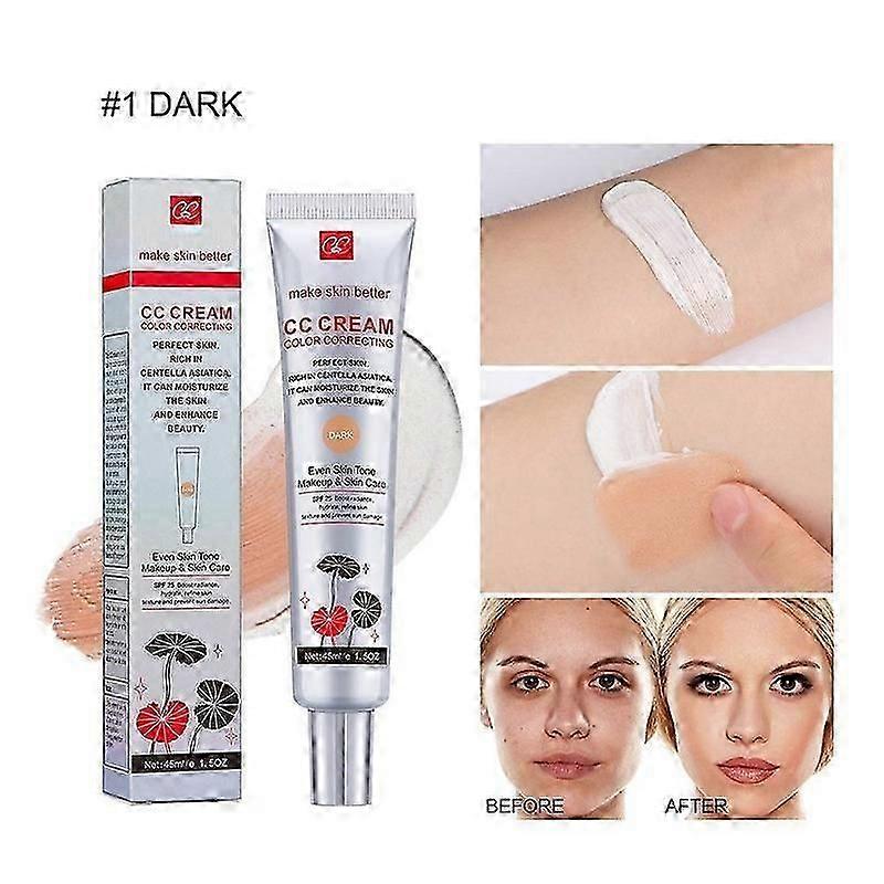 Korean Color Changing Cc Cream- 2 In1 Skincare Makeup,45ml Hydrating Foundation With Centella Asiatica Multi-purpose Pre-makeup Primer Moisturizing