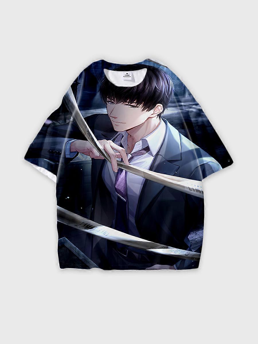 T-shirt round neck Role Pattern loose short sleeve E2116