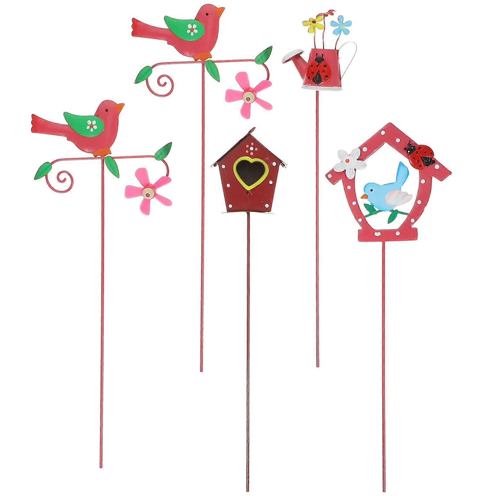 Here's a polished and engaging product description based on your input:
**5PCS Cartoon Garden Stakes – Durable Metal Mini Garden Ornaments for