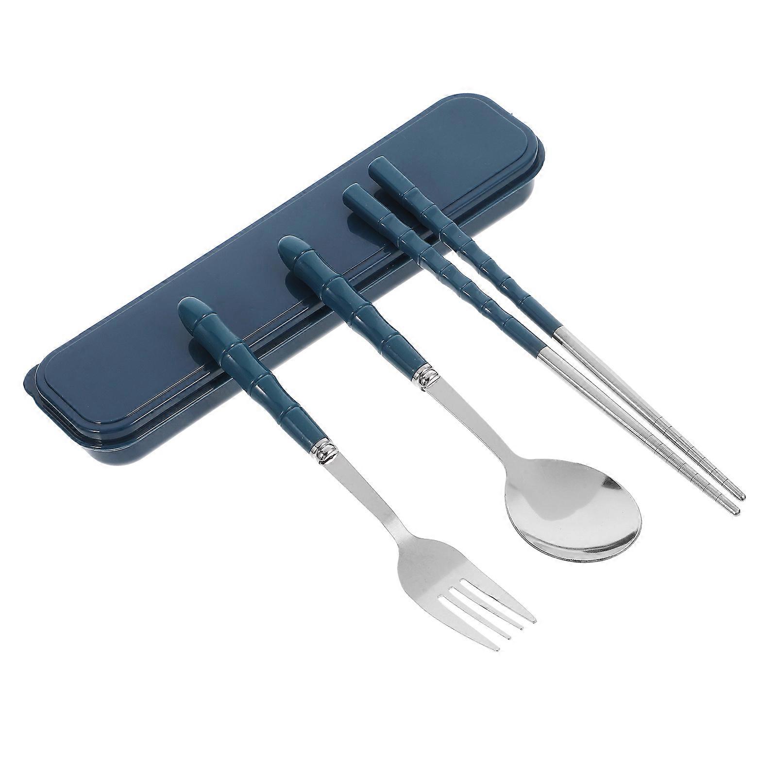 Stainless Steel Portable Cutlery Set with Fork, Spoon, and Chopsticks – Lightweight Utensil Kit for Camping, School, and Office Use – Elegant Design