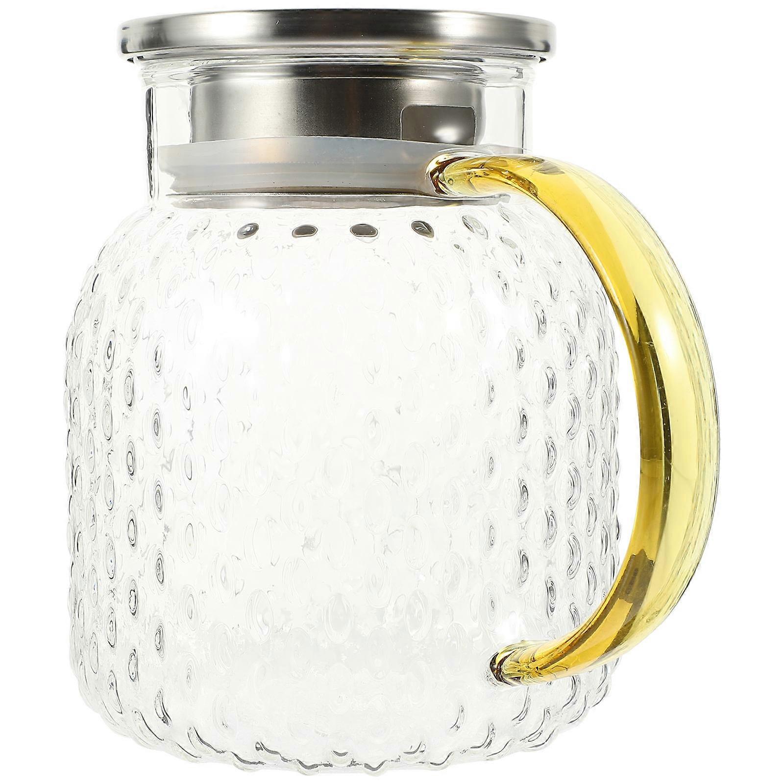 Heat Resistant Glass Water Pitcher with Steel Lid for Tea, Juice, and Cold Drinks – Ergonomic Handle for Easy Pouring, Ideal for Kitchen or Living