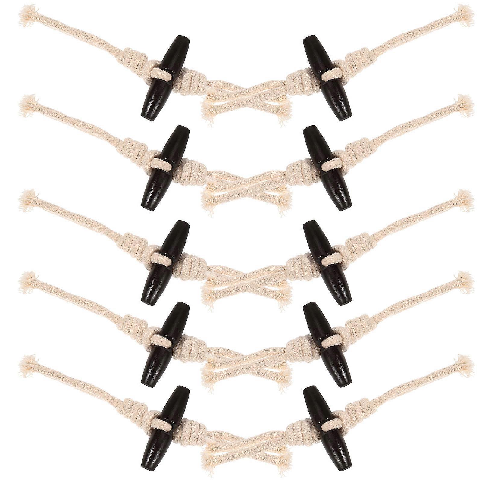 10 Pairs Retro Wooden Toggle Buttons for Coats & Jackets – Durable, Versatile Rope Design for Stylish, Easy Wear Clothing