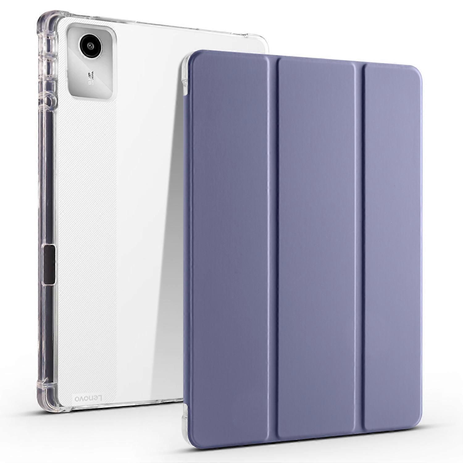 TKdaddy For Lenovo Tab M11 Xiaoxin Pad 11 2024 جراب ثلاثي الطيات غطاء استيقاظ تلقائي للنوم مع فتحة قلم أرجواني