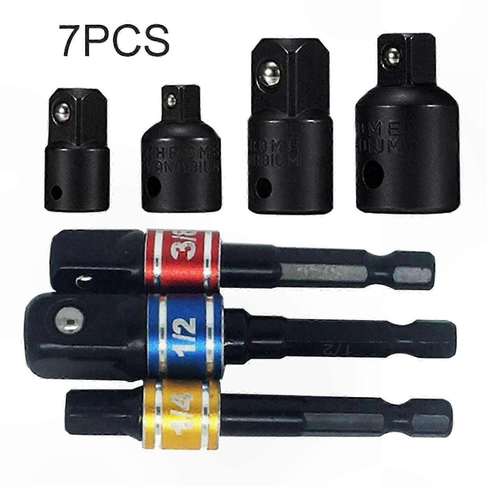 7-Piece Black Socket Adapter Set for Air Impact Wrench Tool Kit