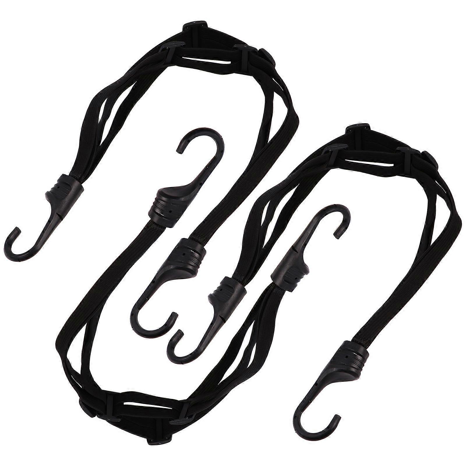 Black Rubber Elastic Luggage Belt Motorbike Tensioner with Hardened Hooks for Secure Luggage 3 Pcs