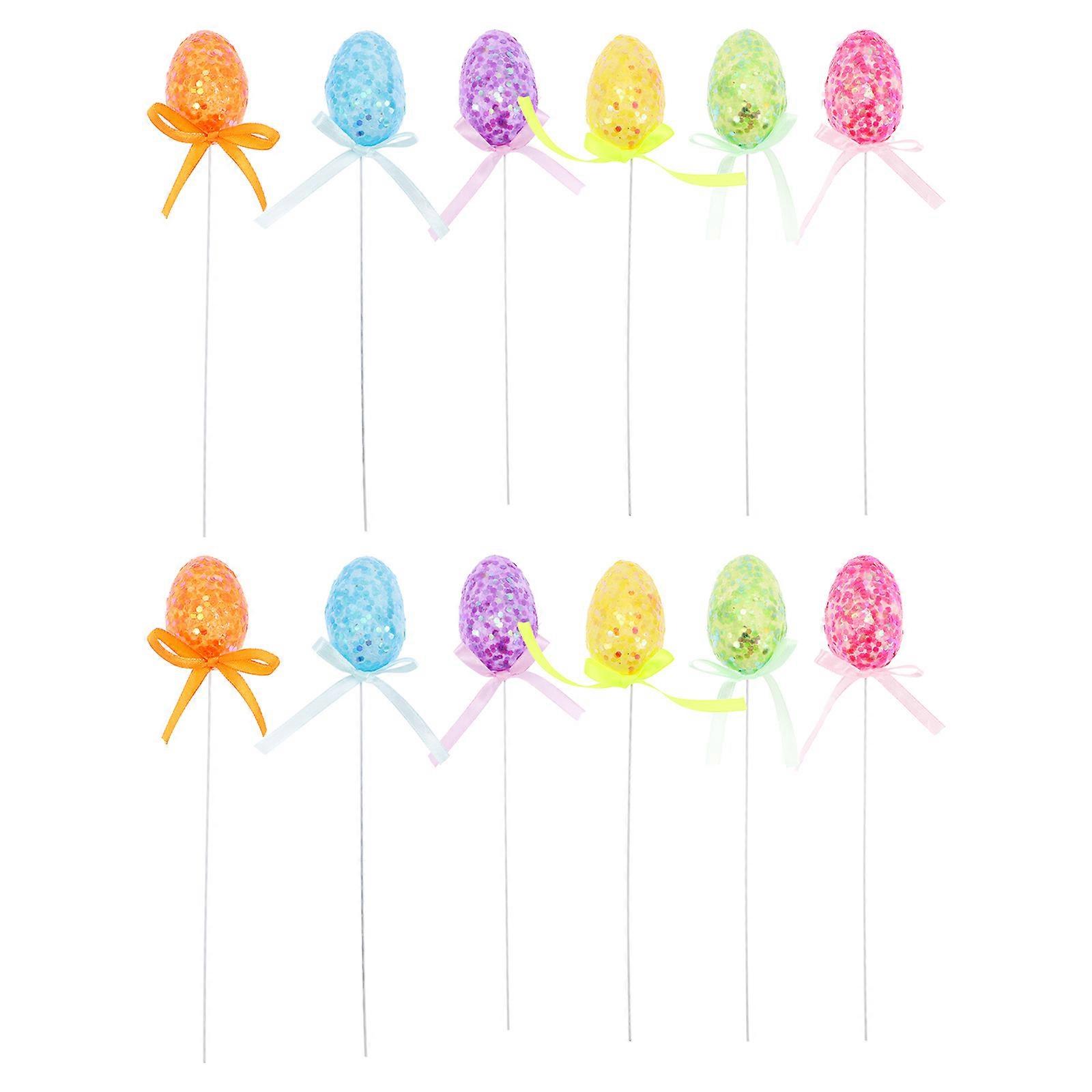 Hemoton 12Pcs Easter Egg Ornament for DIY Flower Arrangement Decor