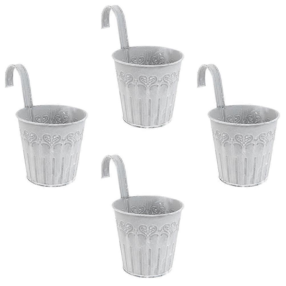 Hanging Metal Flower Pot 4Pcs Iron Vase Decoration Round Shape Suitable For Hosting Room And Bookshelf Ornament 11.2X10X8.2Cm