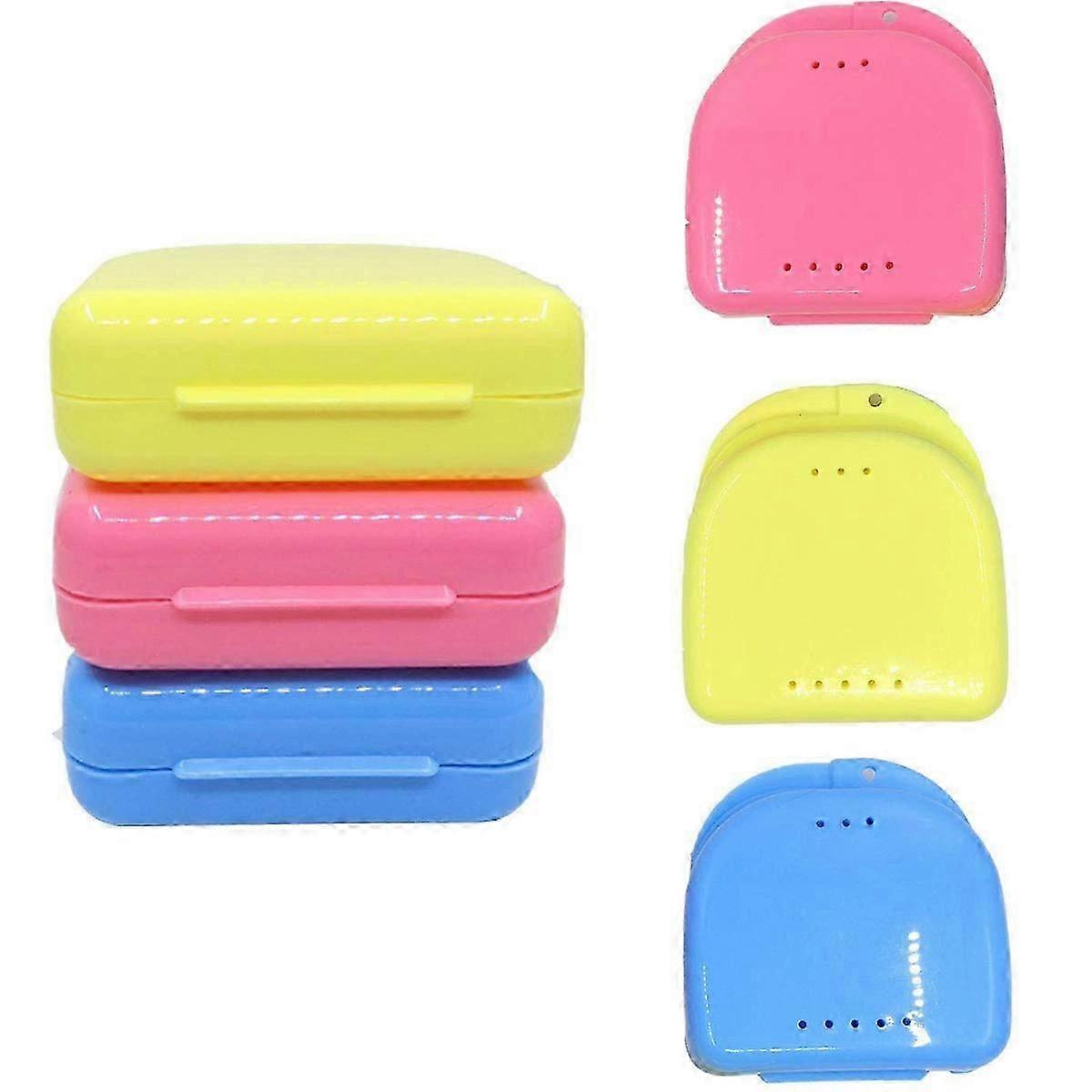 Dental Retainer Box Slim Orthodontic Case Denture Storage Container 3 Pcs